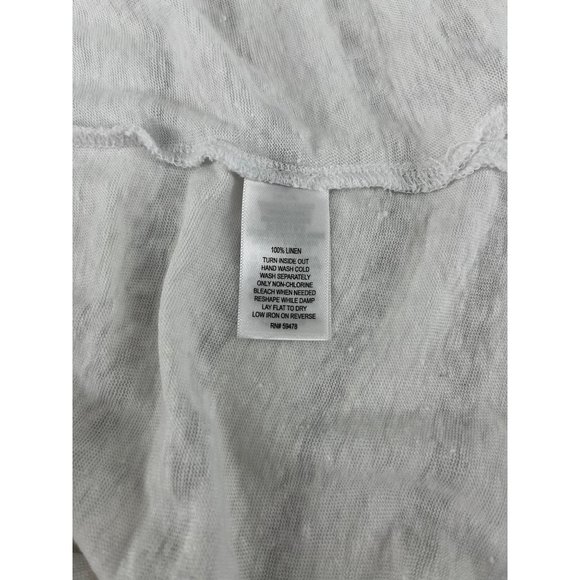 Artisan NY hi lo linen top small white silver elephants short sleeve - Picture 8 of 10